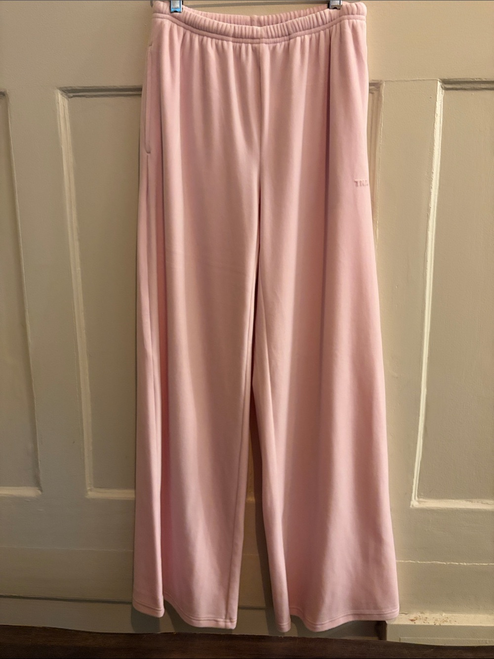 Aritzia TNA Women's Wide-Leg Velour Lounge Pants in Light Pink